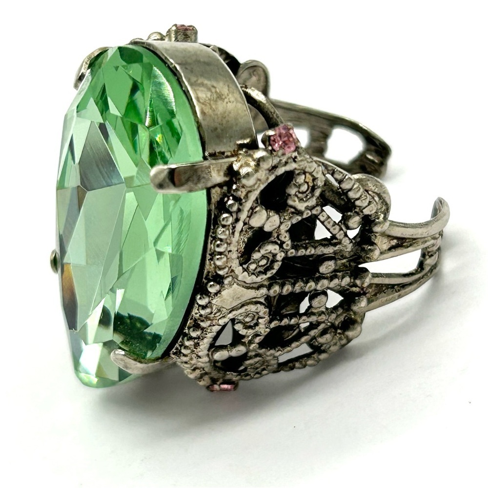 Sorrelli Crystal Green Teardrop Band Ring - Picture 3 of 4